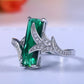 2025 New Luxury High End Party Women's Ring Bright Green Oval Crystal Noble  Retro Style Accessories Gorgeous Gift