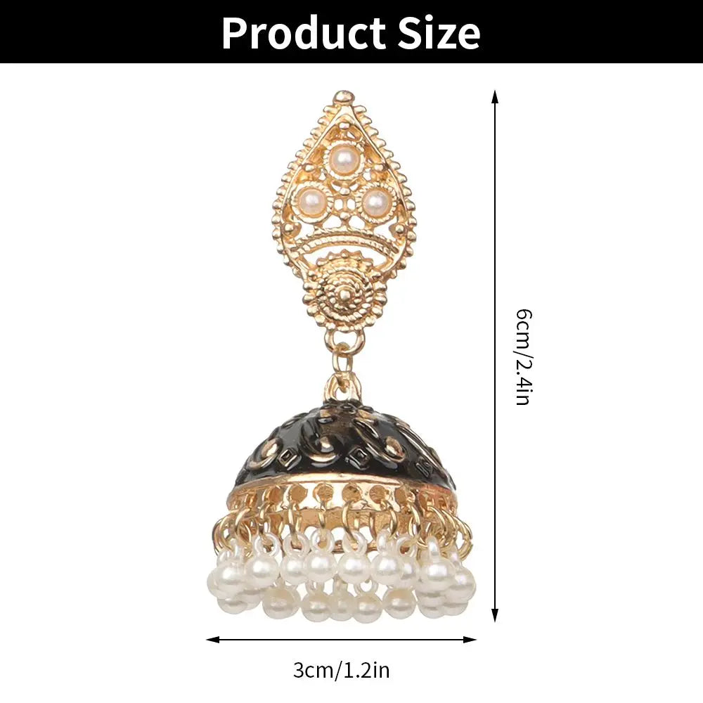 Bohemia Oorbellen Hangers Vintage Gypsy Jhumka Indian Style Earrings Flower Pearl Beads Bell Shape