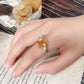 Huitan Geometric Shaped Yellow Cubic Zirconia Rings Silver Color Wedding Bands for Women Brilliant Accessories  Party Jewelry