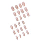 24 Pcs Short Coffin Press On Nails Pink White False Nails with Rhinestone Reusable Fake Nails With Jelly Tab