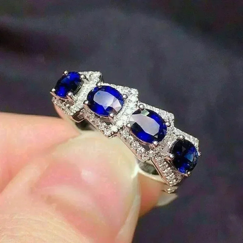 2025 New Blue Cube Zircon Attends Banquet Ring Fashionable, Elegant, High End Women's Bridal Luxury Inlaid Jewelry Accessories