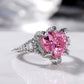 Pink Cubic Zirconia Ring Suitable for Women's Engagement Wedding Luxury Accessories Sparkling Silver Fashion Jewelry