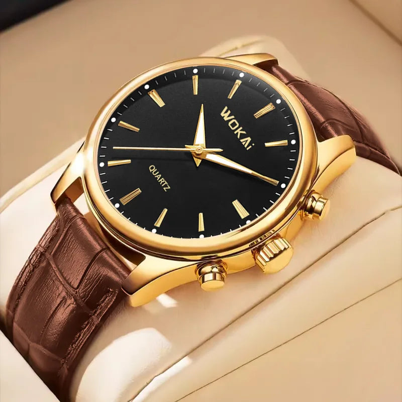 Fashion Geneva Men's Wristwatch Date Alloy Case Leather Analog Quartz Sport Watch Male Clock Top Brand Luxury Relogio Masculino