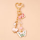 Cute Enamel Flower Butterfly Keychain Women Girls Love Heart Key Ring Pendants Handbag Decor DIY Handmade Jewelry Gifts