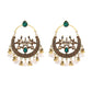 Ethnic Retro Green Sector Carved Turkish Jhumka Earrings For Women Indian Jewelry Pearl Tassel Earrings
