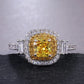 New Elegant Yellow Cubic Zirconia Women Rings Luxury Wedding Anniversary Party Lady's  Accessories Bright Fashion Jewelry