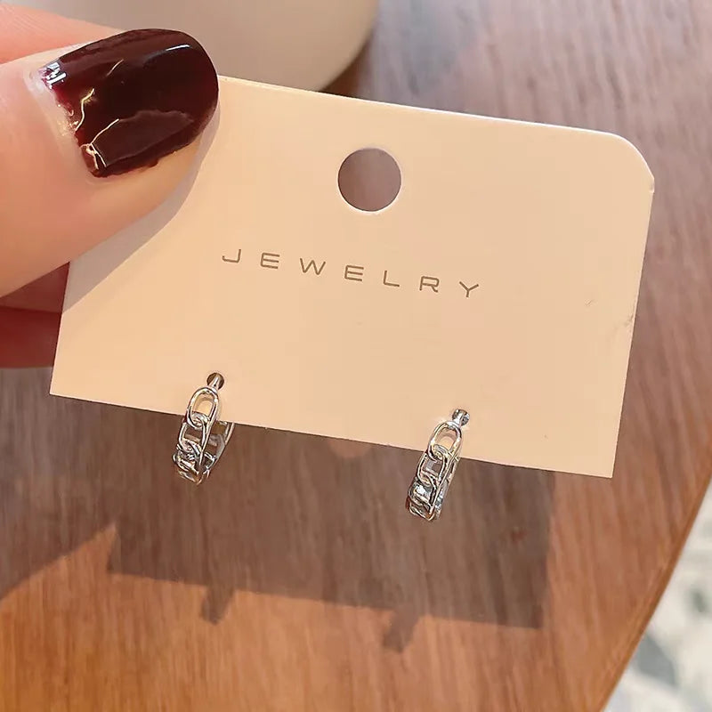 925 Sterling Silver Earrings Fashionable New Style for Women Elegant Niche High End Simple and Plain Ear Ornaments