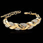 1PC Hip Hop Leaf Bracelet Women's Gold Twisted Shining Crystal Stone Pendant Bracelet Elegant Adjustable Chain Daily Jewelry