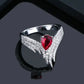 2025 New Elegant Red Corundum Ring with Extra Large Zircon Fashion Party Jewelry Flower Dove Egg Shining First