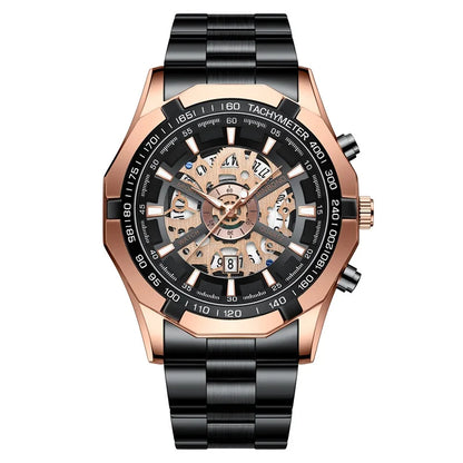 2025 Mens Quartz Watches Top Brand Luxury Stainless Steel Waterproof Hollow Out Blue Big Male Wristwatches Relogio Masculino