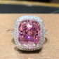 Pink Cubic Zirconia Ring Suitable for Women's Engagement Wedding Luxury Accessories Sparkling Silver Fashion Jewelry