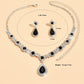 3PC Women's Trendy Copper Claw Chain Series Water Drop Gem Necklace Earrings Jewelry Set Wedding Banquet Party Holiday Gift