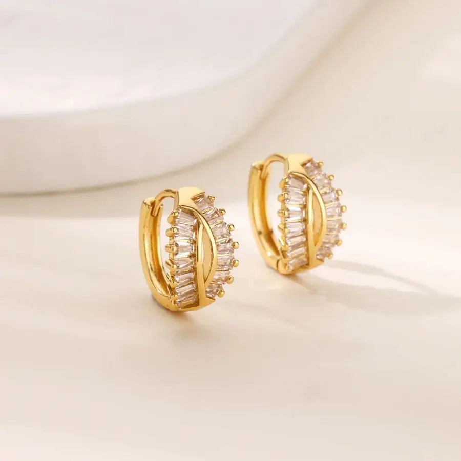 Zircon Geometric Snake Earrings for Women Multi Layered Gold Color Small Hoop Earrings Fashion Ear Piercing Wedding Jewelry