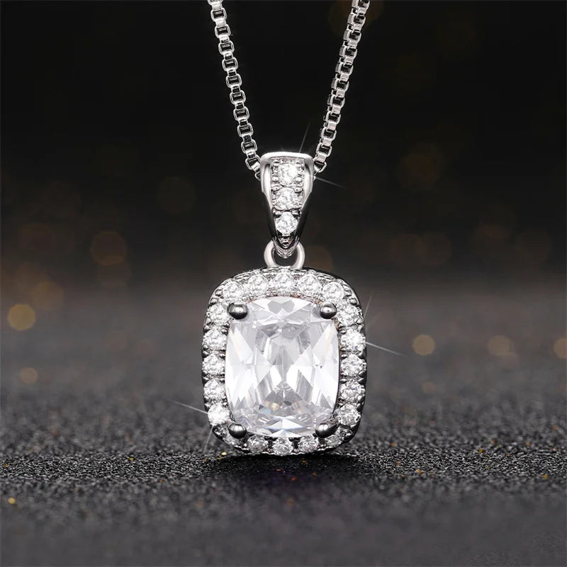 2025 Gorgeous White/Green/Purple/Pink Cubic Zirconia Women Necklace Simple and Elegant Design Female Wedding Trendy Jewelry