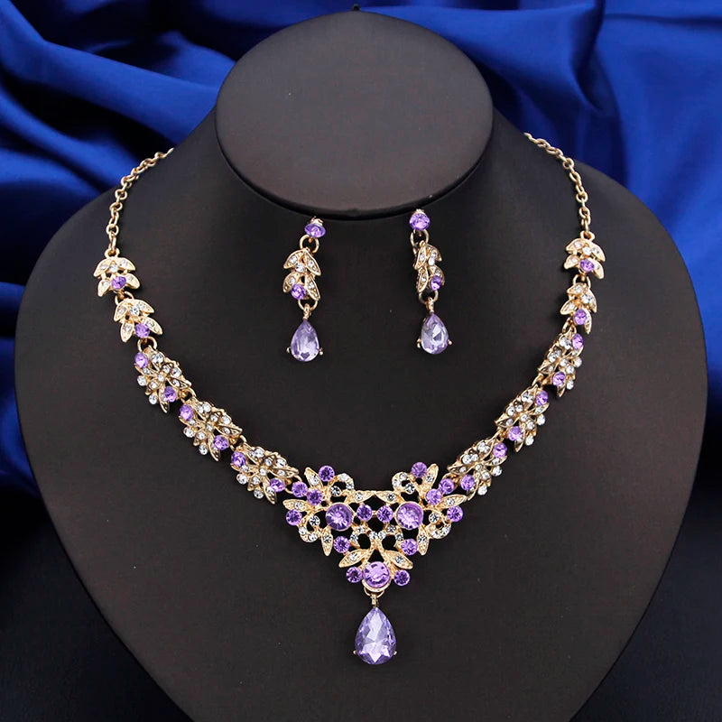 Fashion Choker Necklace Sets for Women Bridal Jewelry Sets Party Prom Wedding Earrings Costume Accessories