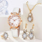 Womens Watches 5Pcs Set Luxury Rhinestone Women Fashion Elegant Wristwatch Quartz Watch For Girl WristWatch Bracelet Gift