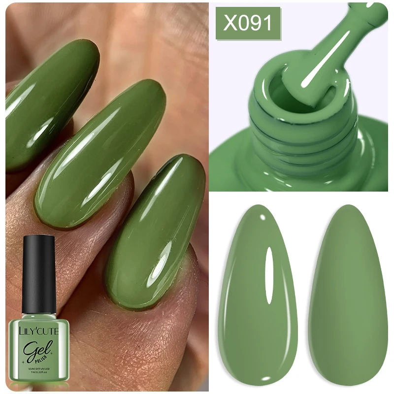 LILYCUTE Ancora Red Autumn Winter Gel Nail Polish Semi Permanent Soak Off UV LED Gel Varnish Manicure Nail Supplies