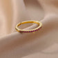 Mini Zircon Green Rings For Women Stainless Steel Gold Color Adjustable Finger Ring Engagement Wedding Christmas Jewelry Gift