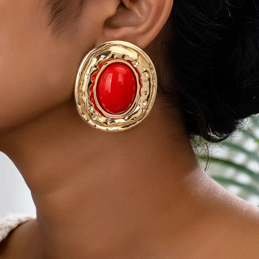 Stud Earrings For Women Round Metal Geometric Ear Accessories Holiday Party Gift Fashion Jewelry CE214