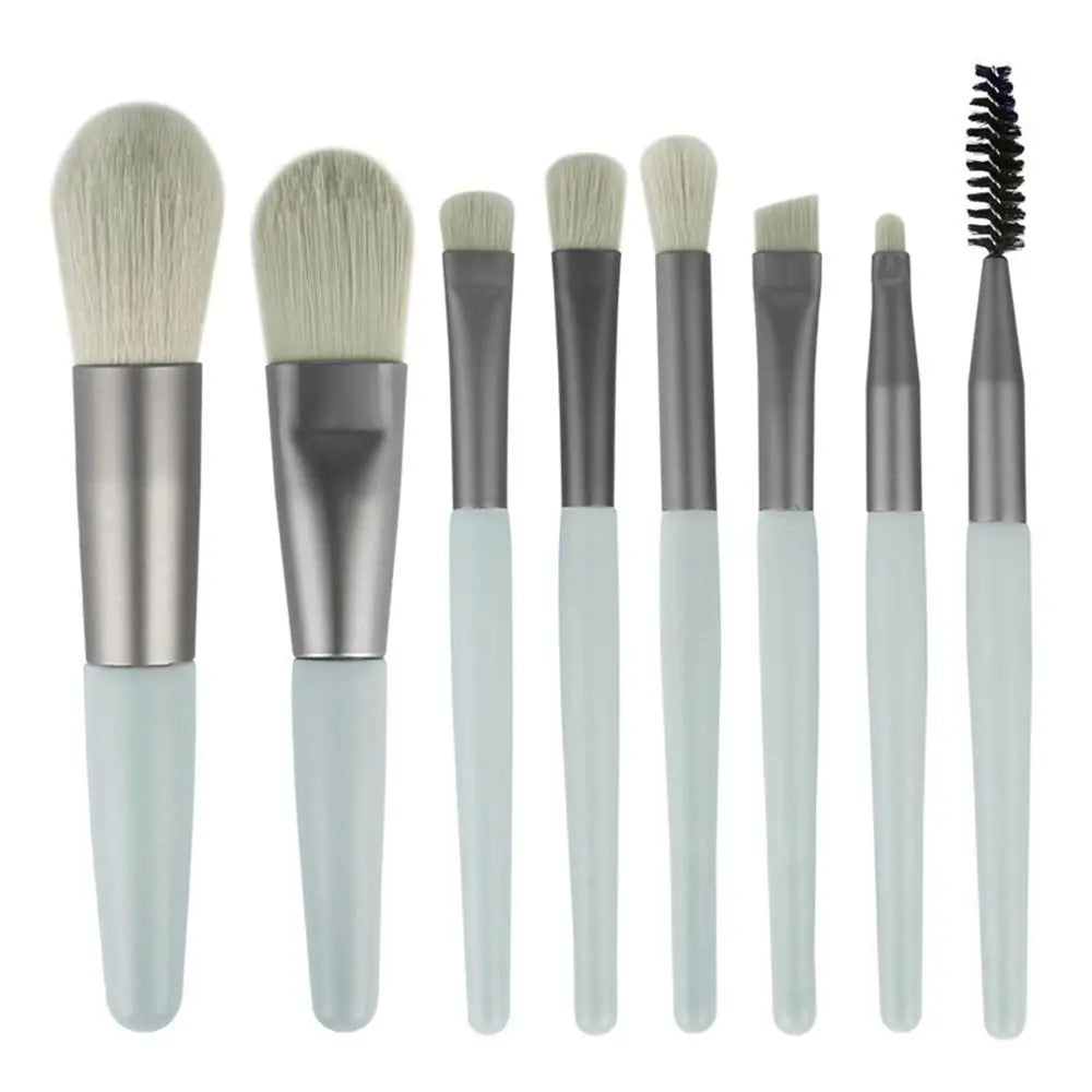 Set of 8 Soft Bristle Make Up Brushes Premium Synthetic With Bag Eyeshadow Brush Eye Facial Beauty Foundation Brush