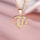 Female A-Z Letter Flower Pendant Necklace Yellow Gold Color Wedding Jewelry Gift For Women