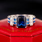 2025 New Blue Cube Zircon Attends Banquet Ring Fashionable, Elegant, High End Women's Bridal Luxury Inlaid Jewelry Accessories