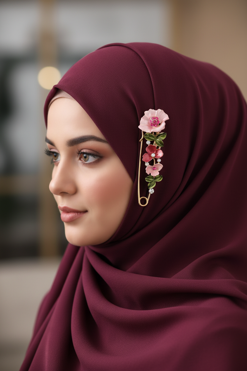 Zenat Sweet Flower Rhinestone Lapel Pin Brooch