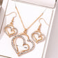 4-piece Women Jewelry Set Creative Double Heart Diamond Necklace Necklace Necklace With High-end Feel Earrings Bracelet Jewelry