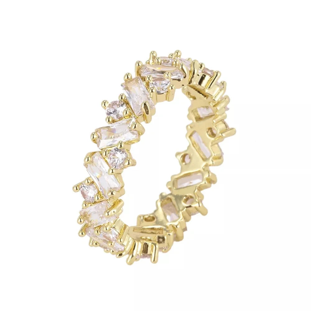 Luxury Female White Crystal Stone  Ring Irregular Zirconia Wedding Rings for Women Trendy Geometric Zircon Engagement Ring