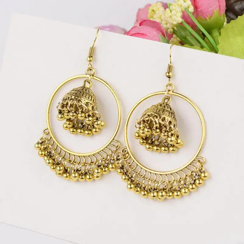 2025 New Retro Tassel Drop Earrings Jhumka Indian Ethnic Dangling Earrings for Women