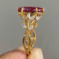2025 New Elegant Red Corundum Ring with Extra Large Zircon Fashion Party Jewelry Flower Dove Egg Shining First