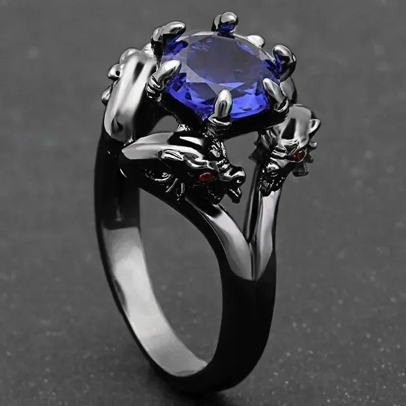 2025 New Blue Cube Zircon Ring Fashionable and Elegant High End Women's Bridal Wedding Luxury Personalized Jewelry Accessories