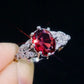 2025 European and American Red Cubic Zirconia Ring, Oval Geometric Fashion Temperament Elegant and Dazzling Jewelry Accessories
