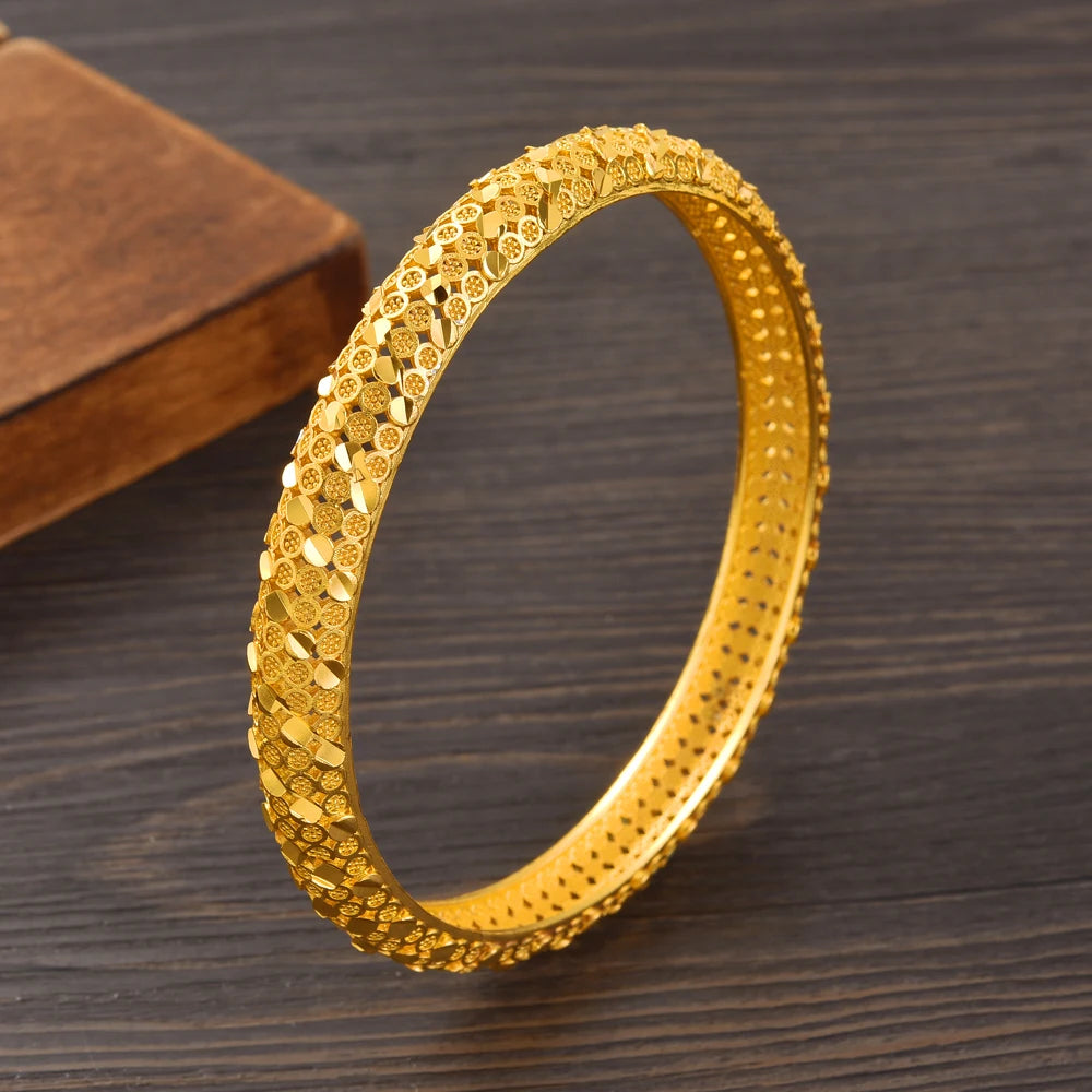 Bangrui 24K Dubai Gold Color Wedding Jewelry For Women Men Saudi Arab Bracelet&Bangles Jewelry