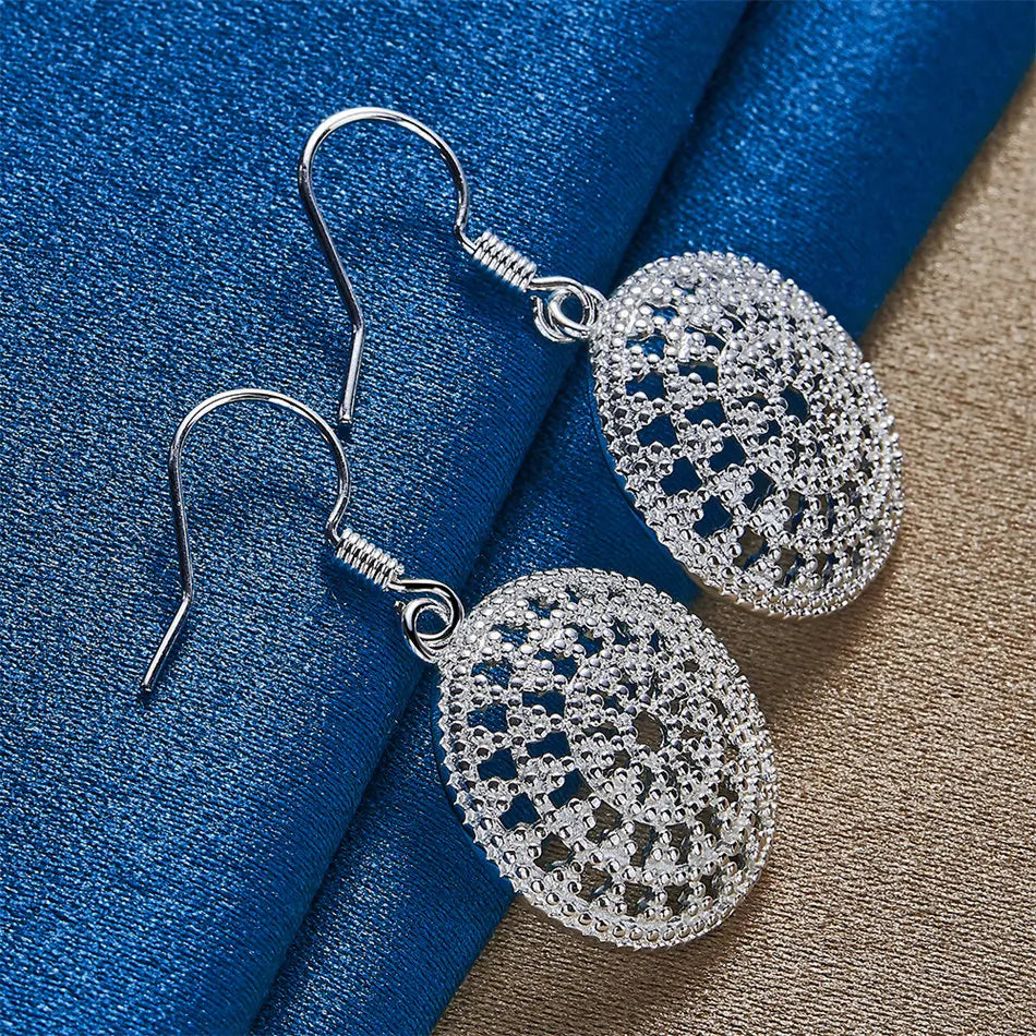1 pair of 925 sterling silver exquisite round earrings, ladies' fashionable wedding accessories, jewelry