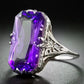 2025 New Purple Cubic Zirconia Ring with Sparkling Square Crystal, High End Women's Personalized Fashion Cocktail Party Jewelry