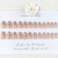 24 Pcs Short Coffin Press On Nails Pink White False Nails with Rhinestone Reusable Fake Nails With Jelly Tab