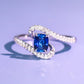2025 New Blue Cube Zircon Ring Fashionable and Elegant High End Women's Bridal Wedding Luxury Personalized Jewelry Accessories