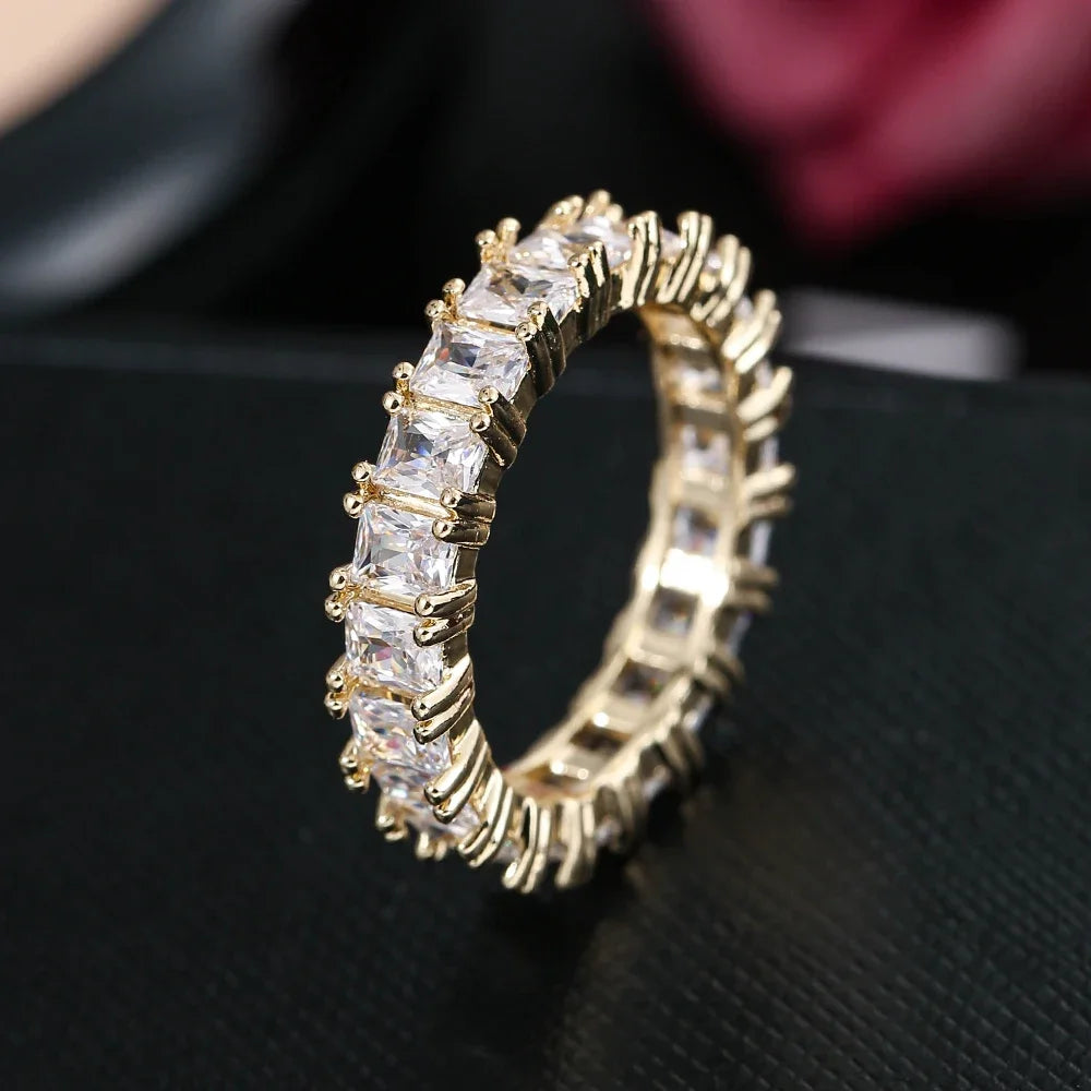 Fashion Luxury Multicolor Charm Zircon Wedding Rings for Women Round Square Stone Party Ring Jewelry