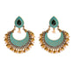 Ethnic Retro Green Sector Carved Turkish Jhumka Earrings For Women Indian Jewelry Pearl Tassel Earrings