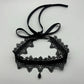 2025 New Sexy Lace Flower Necklace for Women Gothic Punk Velvet Collar Choker Black Waterdrop Pendent Necklace Strap Bow Jewelry