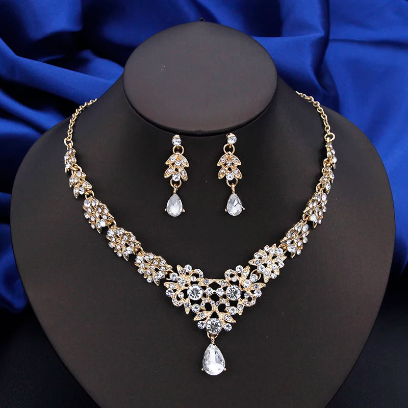Fashion Choker Necklace Sets for Women Bridal Jewelry Sets Party Prom Wedding Earrings Costume Accessories