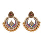 Ethnic Retro Green Sector Carved Turkish Jhumka Earrings For Women Indian Jewelry Pearl Tassel Earrings