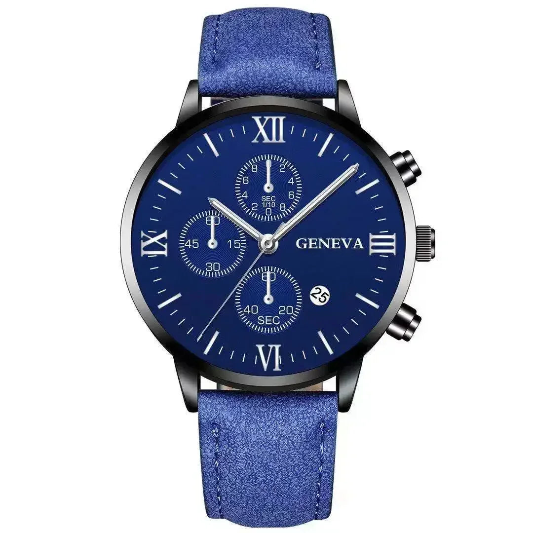 Fashion Geneva Men's Wristwatch Date Alloy Case Leather Analog Quartz Sport Watch Male Clock Top Brand Luxury Relogio Masculino