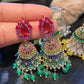 New Indian Jhumka Jhumki National Personality Style Bell Colorful Cubic Zirconia Tassel Earrings Women Jewelry Bohemian Earrings