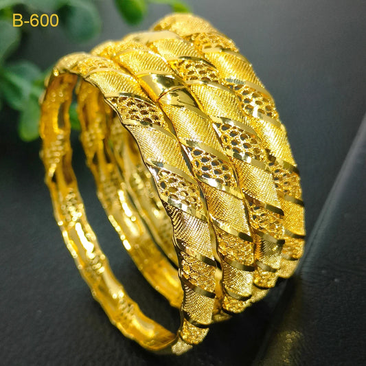 24K Dubai Bangles For Women Ethiopian Africa Fashion Gold Color Saudi Arabia Bride Wedding Bracelet Hand Jewelry Gifts