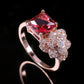 2025 New Elegant Red Corundum Ring with Extra Large Zircon Fashion Party Jewelry Flower Dove Egg Shining First