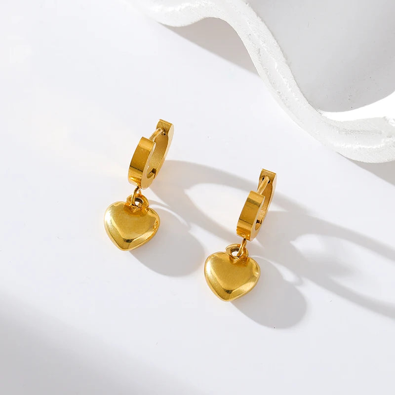 EILIECK 316L Stainless Steel Heart Love Necklace Bracelets Earrings Set For Women New Trendy 18K Gold Plated Waterproof Jewelry