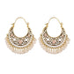 Ethnic Retro Green Sector Carved Turkish Jhumka Earrings For Women Indian Jewelry Pearl Tassel Earrings