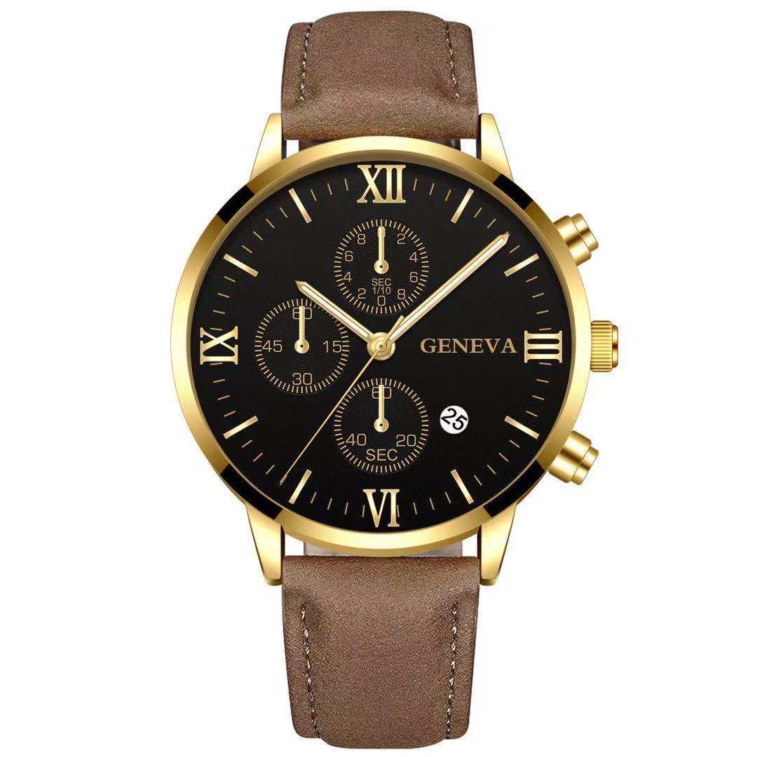 Fashion Geneva Men's Wristwatch Date Alloy Case Leather Analog Quartz Sport Watch Male Clock Top Brand Luxury Relogio Masculino